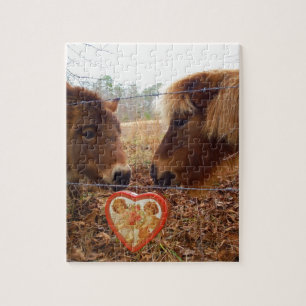 Miniature Donkey & Horse Valentine Heart Jigsaw Puzzle