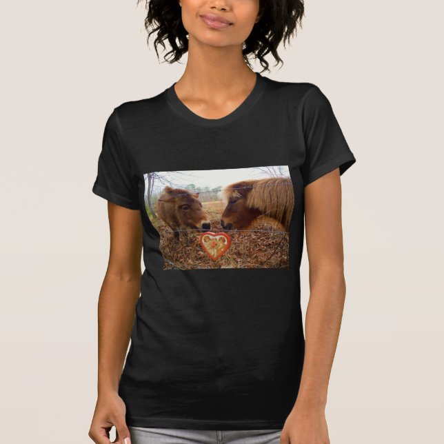 Miniature Donkey & Horse Valentine Heart T-Shirt (Front)
