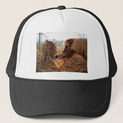 Miniature Donkey  Horse Valentine Heart Trucker Hat