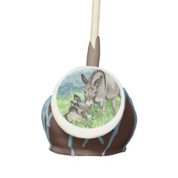 Miniature Donkey Mom And Baby Watercolor Art Cake Pops by PaintingPony at Zazzle