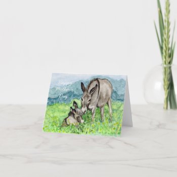 Miniature Donkey Mother's Day Card by PaintingPony at Zazzle