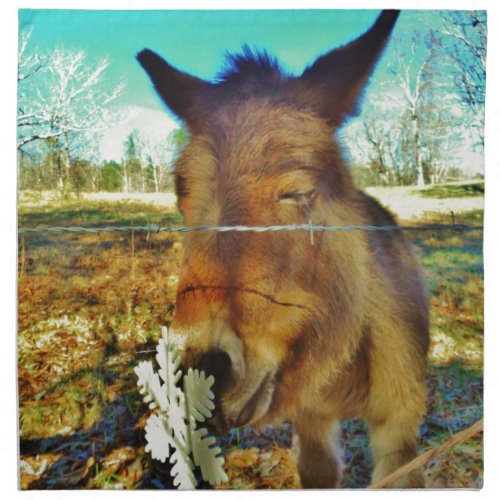 Miniature Donkey  Snowflake Cloth Napkin