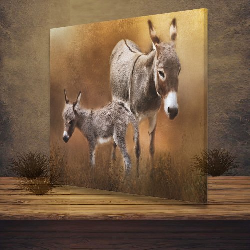 Miniature Donkey with Colt Canvas