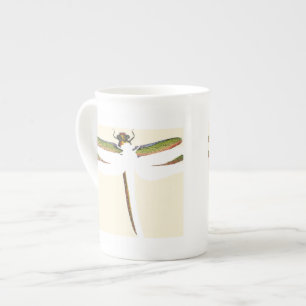 Miniature Dragonfly on White Background Bone China Mug