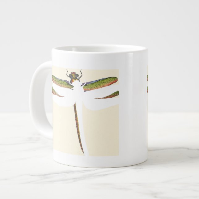 Miniature Dragonfly on White Background Large Coffee Mug (Front Left)