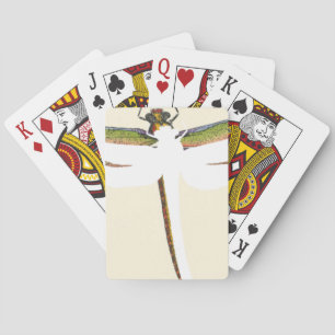Miniature Dragonfly on White Background Poker Cards