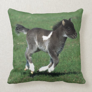 Miniature Foal Running Throw Pillow