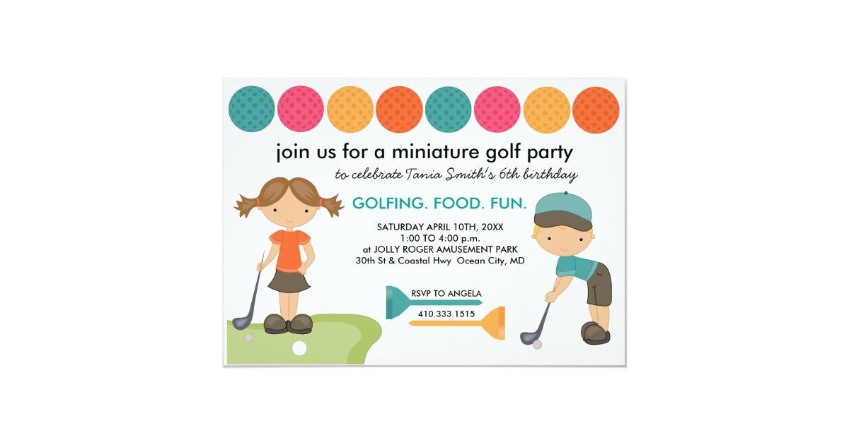 Miniature Golf Birthday Party Invitations for Kids | Zazzle.com