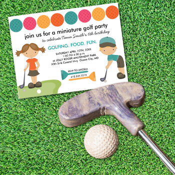 Miniature Golf Birthday Party Invitations For Kids by whupsadaisy4kids at Zazzle