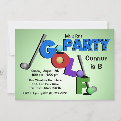 Miniature Golf Party Personalized Announcement