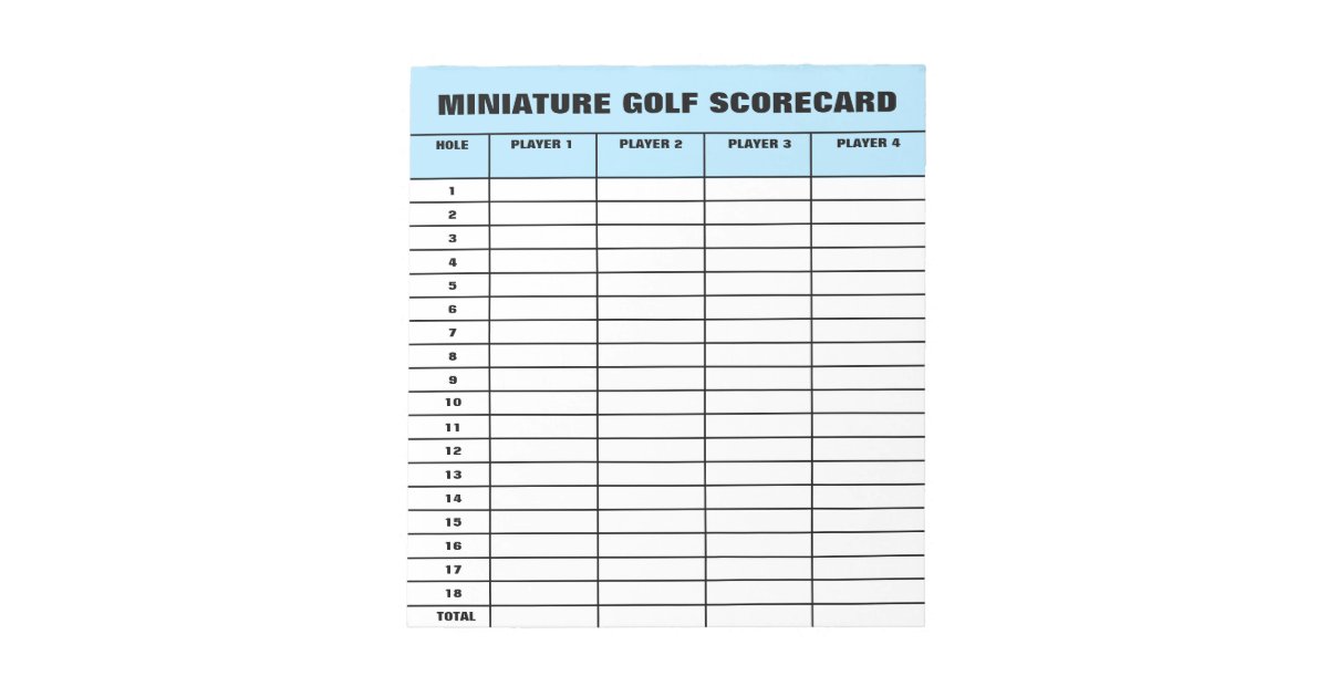 Miniature golf scorecard template custom notepad Zazzle Miniature golf scorecard template custom notepad Zazzle
