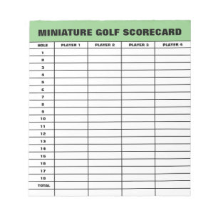 Miniature golf scorecard template custom notepad