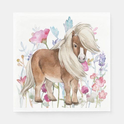 Miniature Horse and Wildflowers Paper Napkins