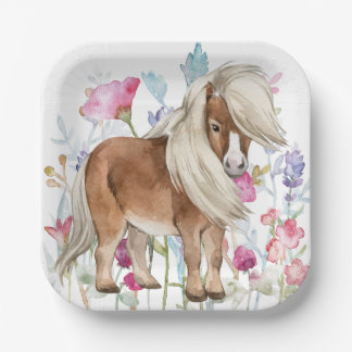 Miniature Horse and Wildflowers Paper Plates