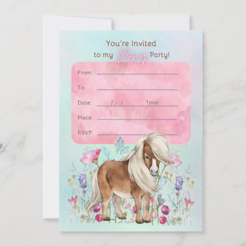 Miniature Horse Birthday Party Invitation
