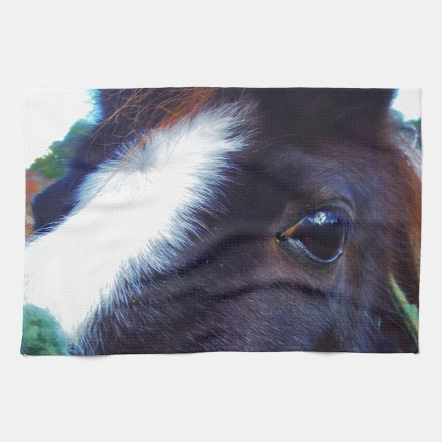 miniature horse face close-up kitchen towel (Horizontal)