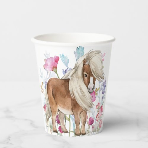  Miniature Horse in Wildflowers Paper Cups