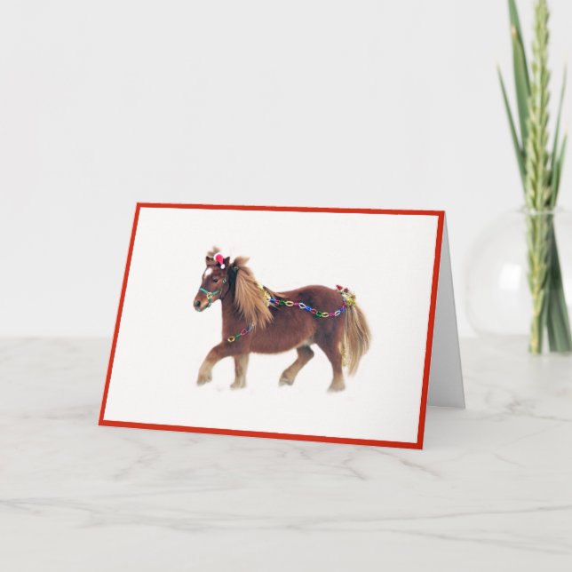 Miniature Horse Merry Christmas Card Card (Front)