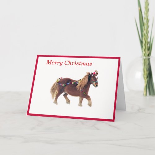 Miniature Horse Merry Christmas Card Card
