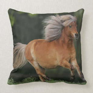 Miniature Horse Running Throw Pillow