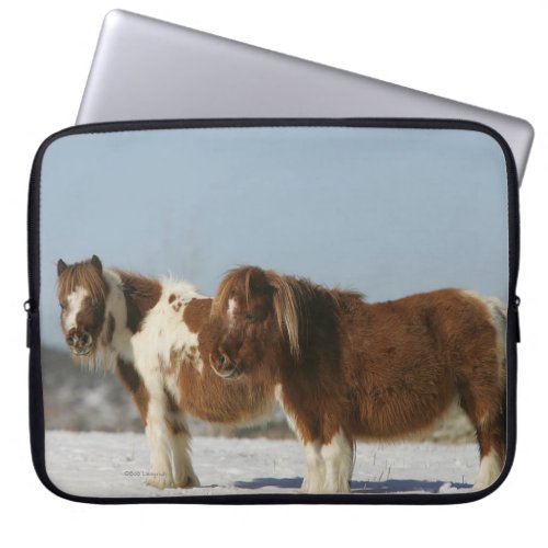 Miniature Horses Standing in the Snow Laptop Sleeve