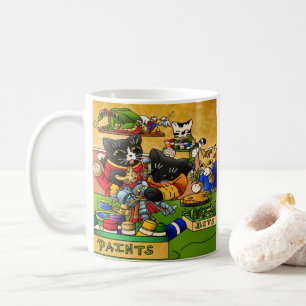 Miniature Knight Cat Model Painting Cats Coffee Mug