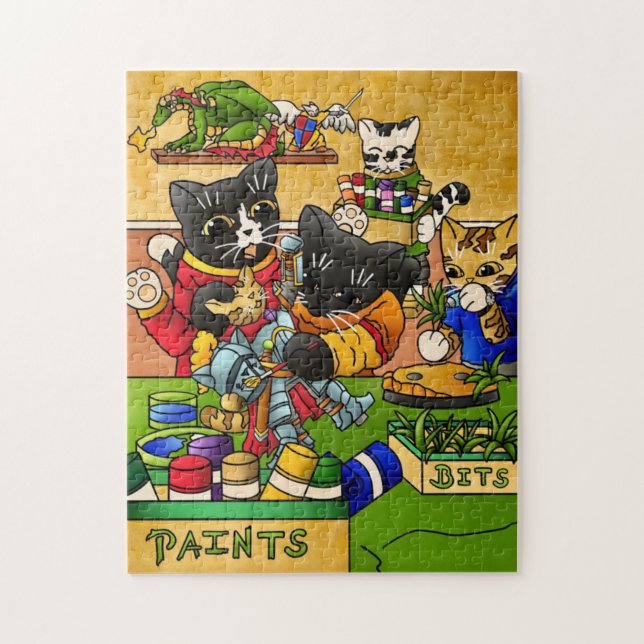 Miniature Knight Cat Model Painting Cats Jigsaw Puzzle (Vertical)
