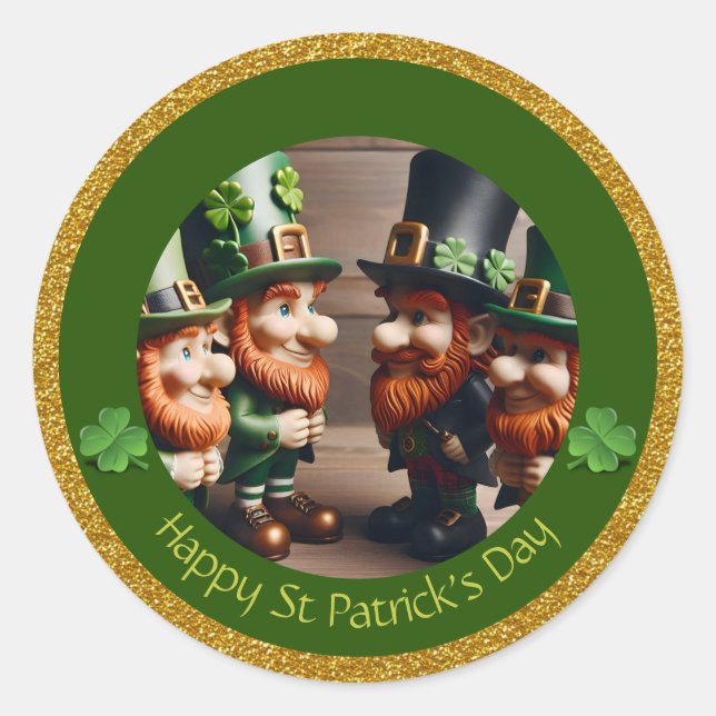 Miniature Leprechaun St Patrick's Day Thanks RS05 Classic Round Sticker (Front)