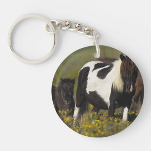 Miniature Mare & Foal in the Flowers Keychain