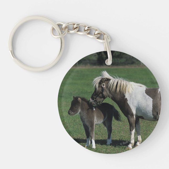 Miniature Mare & Foal Standing Keychain (Front)