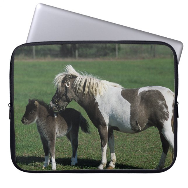 Miniature Mare & Foal Standing Laptop Sleeve (Front)