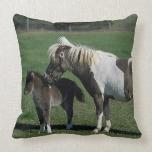 Miniature Mare & Foal Standing Throw Pillow