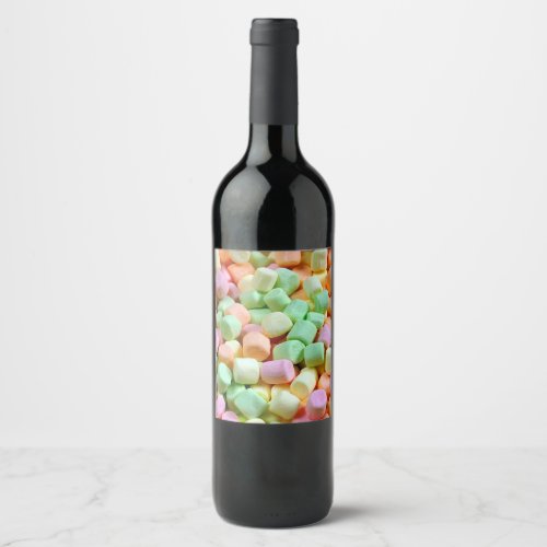 Miniature marshmallows wine label