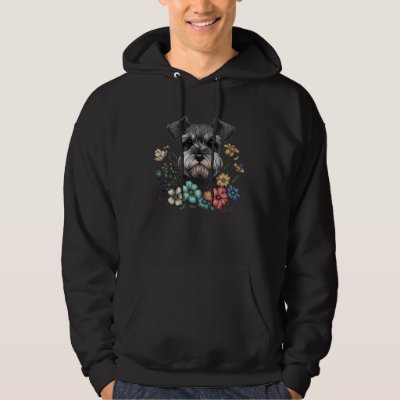 Miniature Mini Schnauzer Floral Garden Dog with Fl Hoodie
