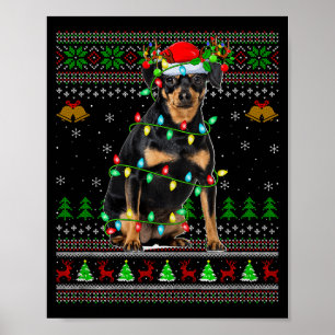 Miniature Nscher Dog Ugly Christmas Sweaters Holid Poster
