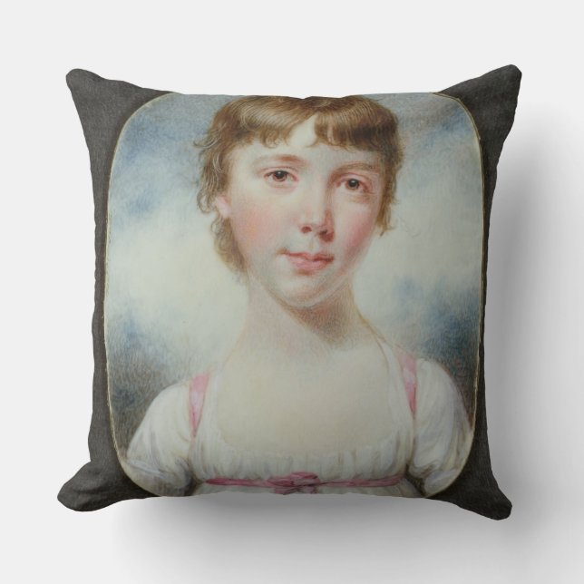 Miniature of a young girl throw pillow (Front)