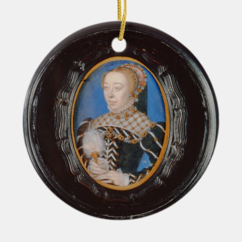 Miniature of Catherine de Medici c1555 wc on v Ceramic Ornament