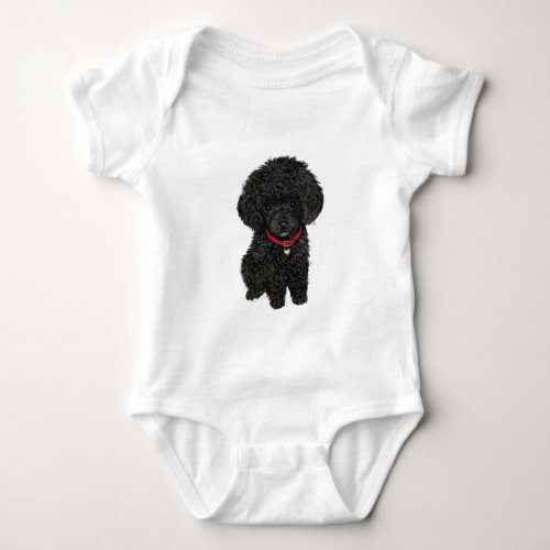 Miniature or Toy Poodle _ Black 1 Baby Bodysuit