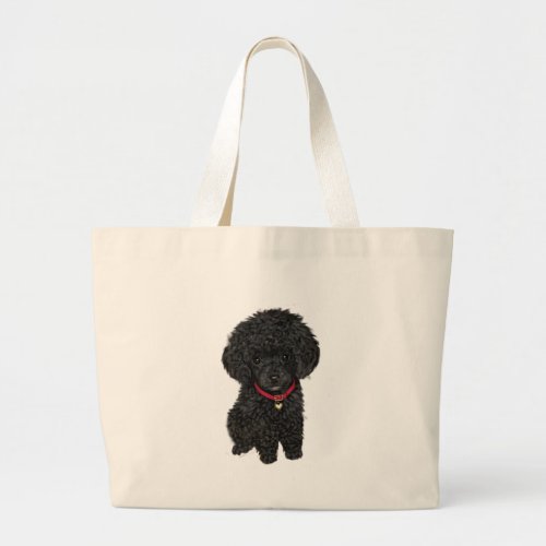Miniature or Toy Poodle _ Black 1 Large Tote Bag