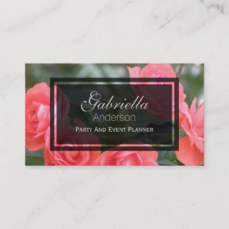 Miniature Pink Rose Business Cards