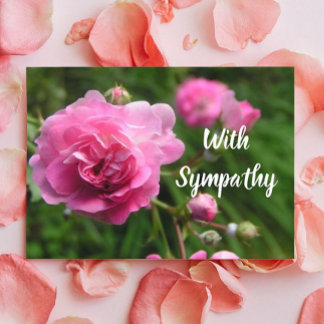 Miniature Pink Roses Large Font Sympathy Card