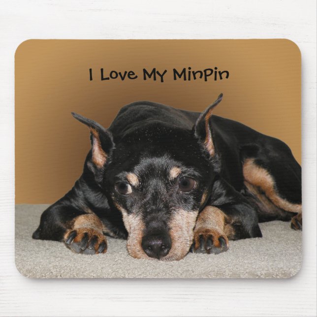 Miniature Pinscher aka Min Pin Love Pet Name Throw Mouse Pad (Front)