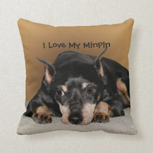 Miniature Pinscher aka Min Pin Love Pet Name Throw Pillow