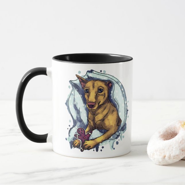 Miniature Pinscher and gingerbread Mug (With Donut)