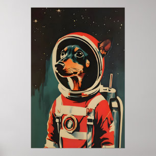 Miniature Pinscher Astronaut Poster, Miniature Poster