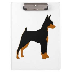 miniature pinscher black and rust silhouette clipboard