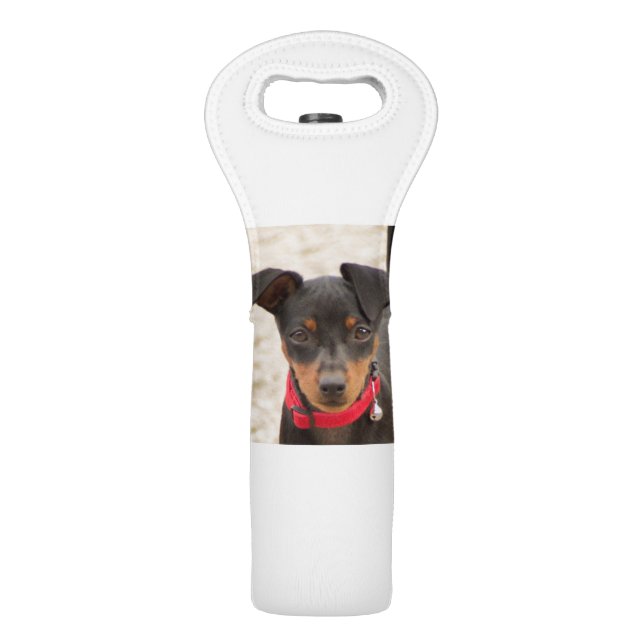 miniature-pinscher-black and rust wine bag (Front)