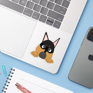 Miniature Pinscher Black and Tan Peeking Cartoon Sticker