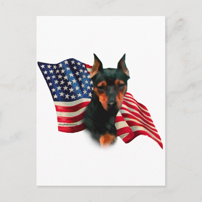Miniature Pinscher (blk) Flag Postcard (Front)