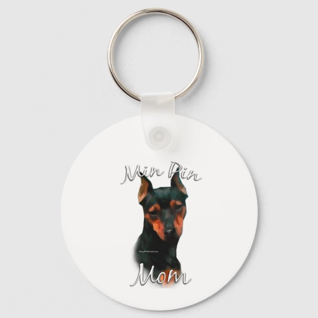 Miniature Pinscher (blk) Mom 2 Keychain (Front)